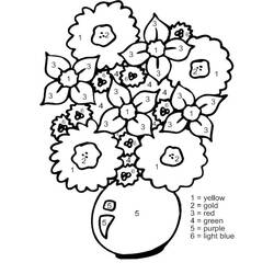 Dibujo para colorear: Flores Colorear por Números (Colorear por Números) #177981 - Dibujos para Colorear e Imprimir Gratis