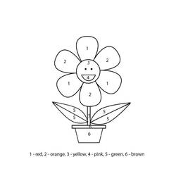 Dibujo para colorear: Flores Colorear por Números (Colorear por Números) #177984 - Dibujos para Colorear e Imprimir Gratis
