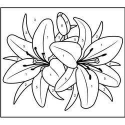 Dibujo para colorear: Flores Colorear por Números (Colorear por Números) #177987 - Dibujos para Colorear e Imprimir Gratis