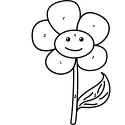 Dibujo para colorear: Flores Colorear por Números (Colorear por Números) #177992 - Dibujos para Colorear e Imprimir Gratis