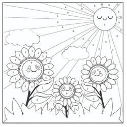 Dibujo para colorear: Flores Colorear por Números (Colorear por Números) #177996 - Dibujos para Colorear e Imprimir Gratis