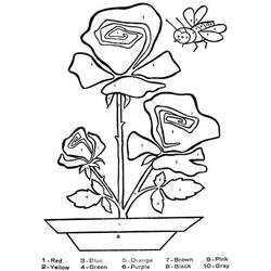 Dibujo para colorear: Flores Colorear por Números (Colorear por Números) #177998 - Dibujos para Colorear e Imprimir Gratis