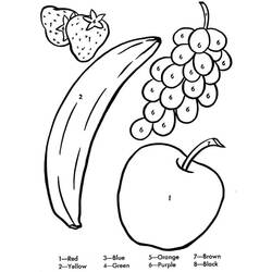 Dibujo para colorear: Frutas Colorear por Números (Colorear por Números) #178002 - Dibujos para Colorear e Imprimir Gratis