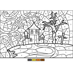 Dibujo para colorear: Halloween Mágico (Colorear por Números) #198037 - Dibujos para Colorear e Imprimir Gratis