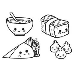 Dibujo para colorear: Comida Kawaii (Comida y Nutrición) #209274 - Dibujos para Colorear e Imprimir Gratis