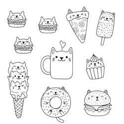 Dibujos para colorear: Comida Kawaii - Dibujos para Colorear e Imprimir Gratis