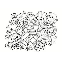Dibujo para colorear: Comida Kawaii (Comida y Nutrición) #209284 - Dibujos para Colorear e Imprimir Gratis