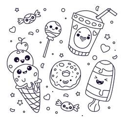 Dibujo para colorear: Comida Kawaii (Comida y Nutrición) #209295 - Dibujos para Colorear e Imprimir Gratis
