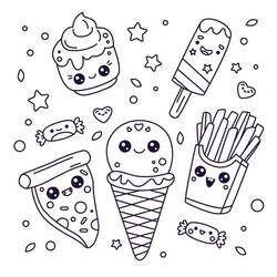 Dibujo para colorear: Comida Kawaii (Comida y Nutrición) #209296 - Dibujos para Colorear e Imprimir Gratis
