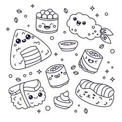 Dibujo para colorear: Comida Kawaii (Comida y Nutrición) #209297 - Dibujos para Colorear e Imprimir Gratis