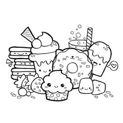 Dibujo para colorear: Comida Kawaii (Comida y Nutrición) #209298 - Dibujos para Colorear e Imprimir Gratis