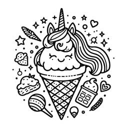 Dibujo para colorear: Helado de Unicornio (Comida y Nutrición) #211763 - Dibujos para Colorear e Imprimir Gratis