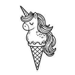Dibujo para colorear: Helado de Unicornio (Comida y Nutrición) #211764 - Dibujos para Colorear e Imprimir Gratis