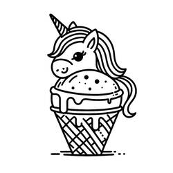 Dibujo para colorear: Helado de Unicornio (Comida y Nutrición) #211768 - Dibujos para Colorear e Imprimir Gratis