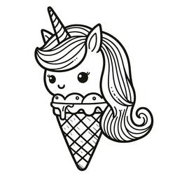 Dibujo para colorear: Helado de Unicornio (Comida y Nutrición) #211769 - Dibujos para Colorear e Imprimir Gratis