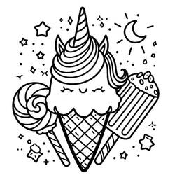 Dibujo para colorear: Helado de Unicornio (Comida y Nutrición) #211770 - Dibujos para Colorear e Imprimir Gratis