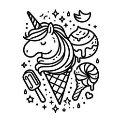 Dibujo para colorear: Helado de Unicornio (Comida y Nutrición) #211771 - Dibujos para Colorear e Imprimir Gratis