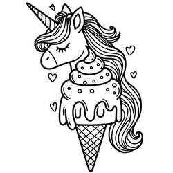 Dibujo para colorear: Helado de Unicornio (Comida y Nutrición) #211772 - Dibujos para Colorear e Imprimir Gratis