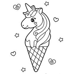 Dibujo para colorear: Helado de Unicornio (Comida y Nutrición) #211776 - Dibujos para Colorear e Imprimir Gratis