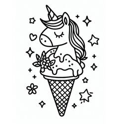 Dibujo para colorear: Helado de Unicornio (Comida y Nutrición) #211777 - Dibujos para Colorear e Imprimir Gratis
