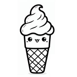 Dibujo para colorear: Helado Kawaii (Comida y Nutrición) #216297 - Dibujos para Colorear e Imprimir Gratis