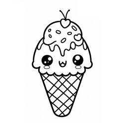 Dibujos para colorear: Helado Kawaii - Dibujos para Colorear e Imprimir Gratis