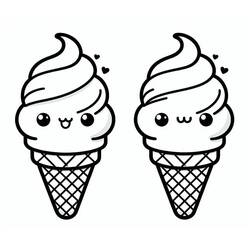 Dibujo para colorear: Helado Kawaii (Comida y Nutrición) #216300 - Dibujos para Colorear e Imprimir Gratis