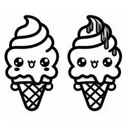 Dibujo para colorear: Helado Kawaii (Comida y Nutrición) #216310 - Dibujos para Colorear e Imprimir Gratis
