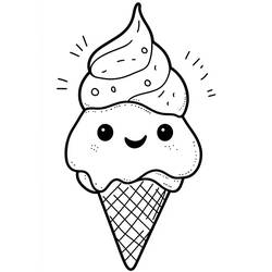 Dibujo para colorear: Helado Kawaii (Comida y Nutrición) #216313 - Dibujos para Colorear e Imprimir Gratis