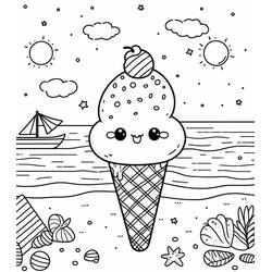 Dibujo para colorear: Helado Kawaii (Comida y Nutrición) #216314 - Dibujos para Colorear e Imprimir Gratis