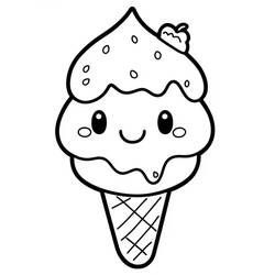 Dibujo para colorear: Helado Kawaii (Comida y Nutrición) #216323 - Dibujos para Colorear e Imprimir Gratis