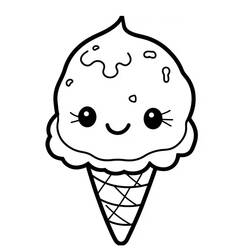 Dibujo para colorear: Helado Kawaii (Comida y Nutrición) #216324 - Dibujos para Colorear e Imprimir Gratis