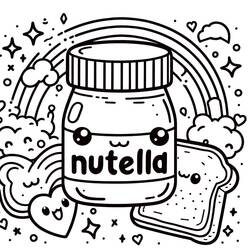 Dibujo para colorear: Nutella Kawaii (Comida y Nutrición) #202404 - Dibujos para Colorear e Imprimir Gratis