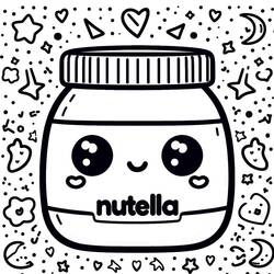 Dibujo para colorear: Nutella Kawaii (Comida y Nutrición) #202405 - Dibujos para Colorear e Imprimir Gratis