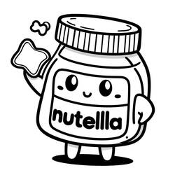 Dibujo para colorear: Nutella Kawaii (Comida y Nutrición) #202406 - Dibujos para Colorear e Imprimir Gratis