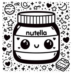 Dibujo para colorear: Nutella Kawaii (Comida y Nutrición) #202407 - Dibujos para Colorear e Imprimir Gratis