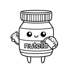 Dibujo para colorear: Nutella Kawaii (Comida y Nutrición) #202408 - Dibujos para Colorear e Imprimir Gratis