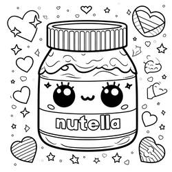 Dibujo para colorear: Nutella Kawaii (Comida y Nutrición) #202409 - Dibujos para Colorear e Imprimir Gratis