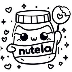Dibujo para colorear: Nutella Kawaii (Comida y Nutrición) #202410 - Dibujos para Colorear e Imprimir Gratis