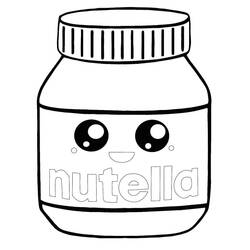 Dibujo para colorear: Nutella Kawaii (Comida y Nutrición) #202411 - Dibujos para Colorear e Imprimir Gratis