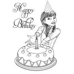 Dibujo para colorear: Pastel de Cumpleaños (Comida y Nutrición) #201102 - Dibujos para Colorear e Imprimir Gratis