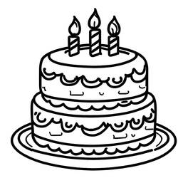 Dibujo para colorear: Pastel de Cumpleaños (Comida y Nutrición) #201104 - Dibujos para Colorear e Imprimir Gratis