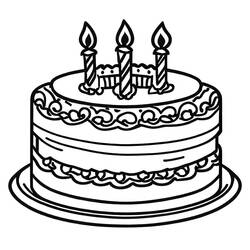 Dibujo para colorear: Pastel de Cumpleaños (Comida y Nutrición) #201105 - Dibujos para Colorear e Imprimir Gratis