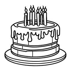 Dibujo para colorear: Pastel de Cumpleaños (Comida y Nutrición) #201106 - Dibujos para Colorear e Imprimir Gratis