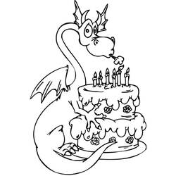 Dibujo para colorear: Pastel de Cumpleaños (Comida y Nutrición) #201107 - Dibujos para Colorear e Imprimir Gratis