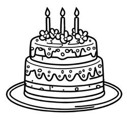 Dibujo para colorear: Pastel de Cumpleaños (Comida y Nutrición) #201108 - Dibujos para Colorear e Imprimir Gratis