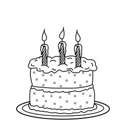 Dibujo para colorear: Pastel de Cumpleaños (Comida y Nutrición) #201109 - Dibujos para Colorear e Imprimir Gratis