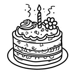 Dibujo para colorear: Pastel de Cumpleaños (Comida y Nutrición) #201110 - Dibujos para Colorear e Imprimir Gratis