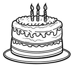 Dibujo para colorear: Pastel de Cumpleaños (Comida y Nutrición) #201111 - Dibujos para Colorear e Imprimir Gratis