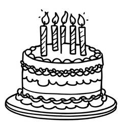 Dibujo para colorear: Pastel de Cumpleaños (Comida y Nutrición) #201112 - Dibujos para Colorear e Imprimir Gratis